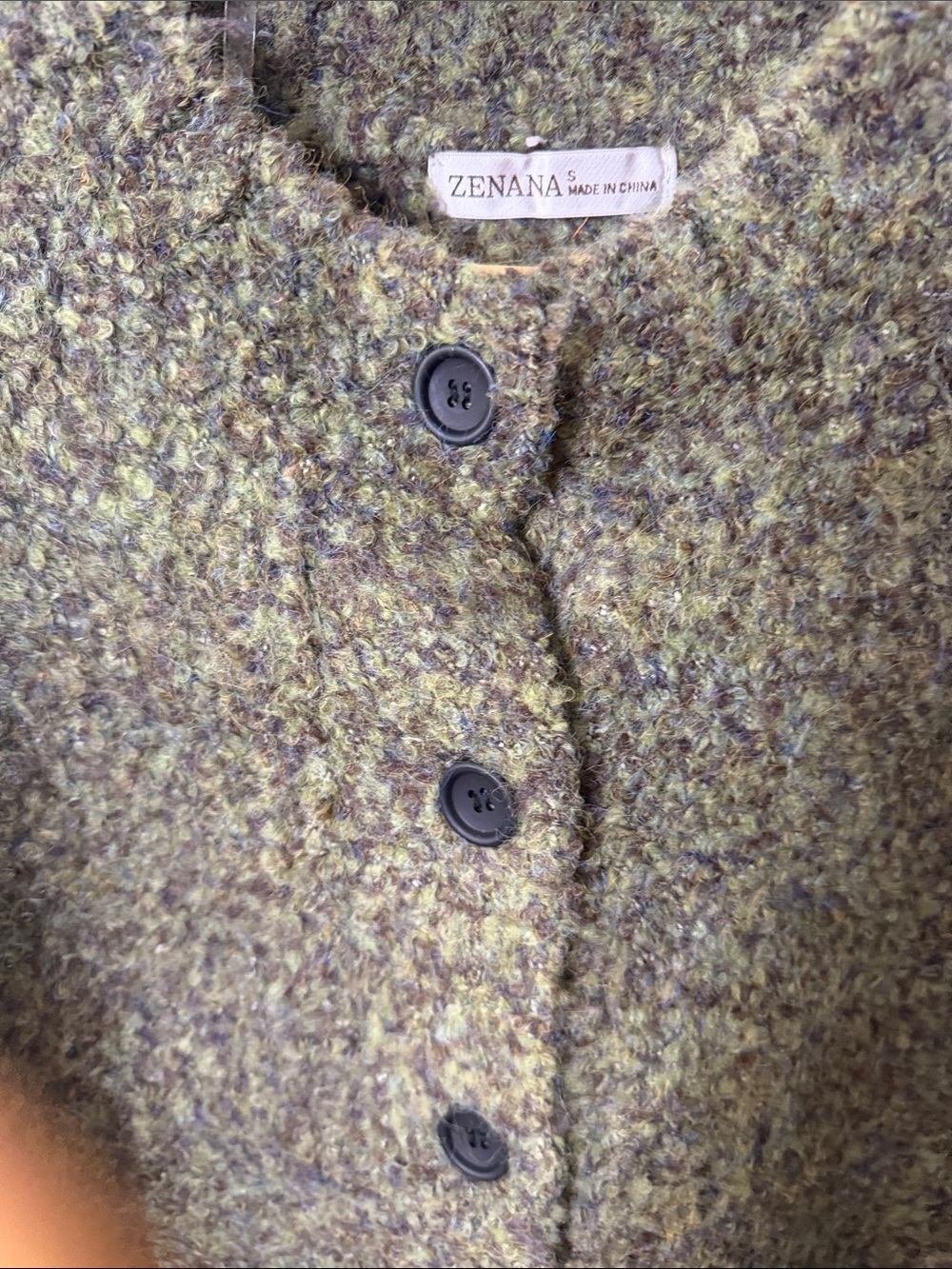 Zenana Outfitters Olive Green Textured Button Cardigan - Picture 2 of 3